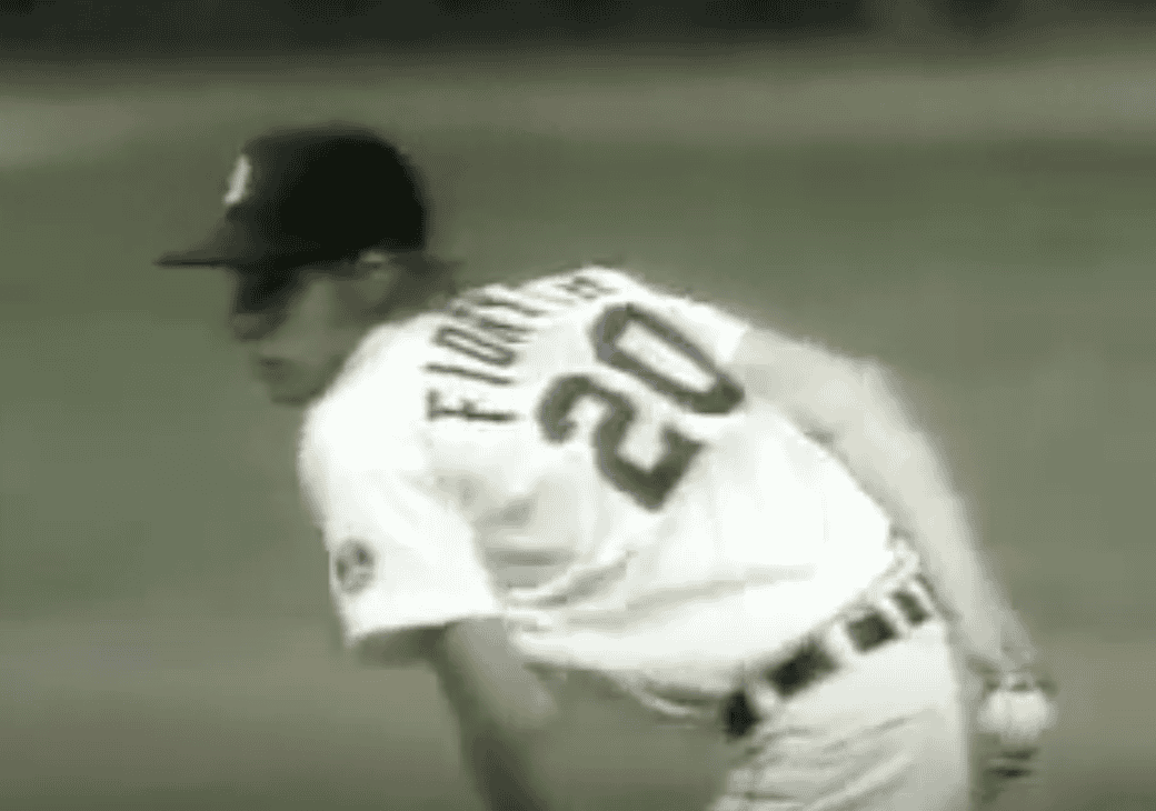 Mark "The Bird" Fidrych having a conversation with the mound, showcasing baseball superstitions.